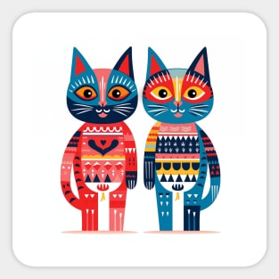 Mexican Alebrijes,Huichol Art,Papel Picado- cat Sticker